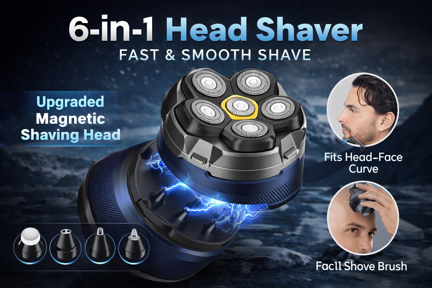 6D Electric USB Head Shaver